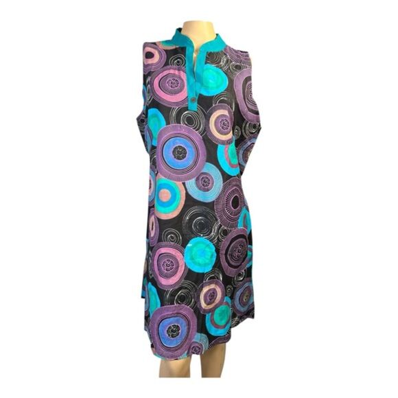 Junglee Billee Sleeveless Cotton Tunic Dress | Abstract Circles | Size XL | NWT - Picture 1 of 7